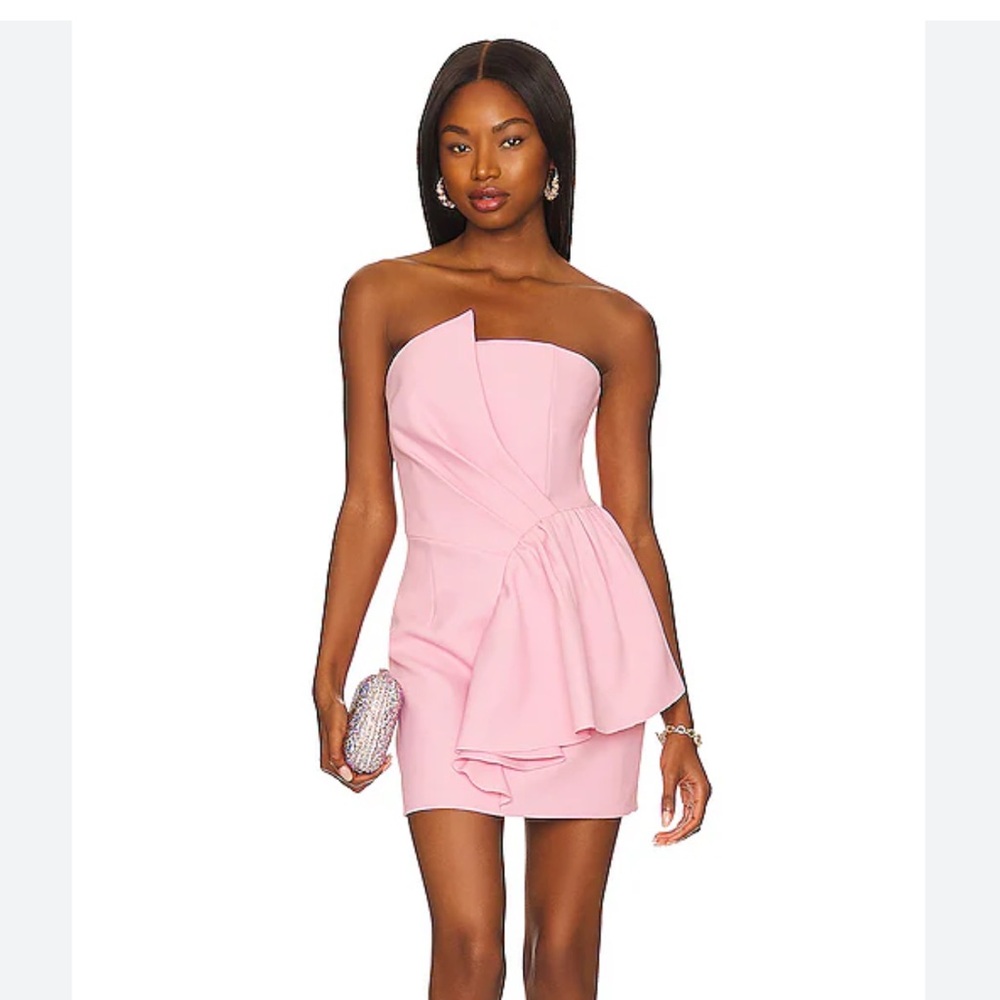 NWT $198 Elliatt Revolve Zuri Baby Pink Peplum Cocktail Dress Size Large
